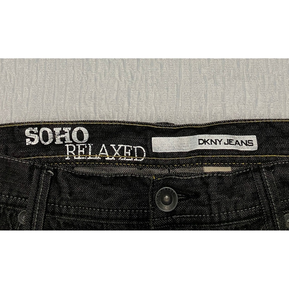 DKNY Jeans Men's Size 38×30 Black Soho Relaxed Wide Leg Whiskers - Picture 3 of 9